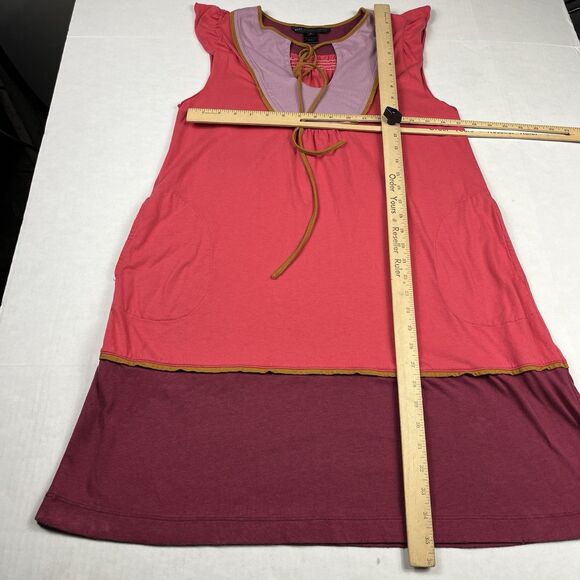 Marc By Marc Jacobs Two Toned Empire Waist Dress Cap Short Sleeve Tie Neck M - Picture 7 of 11